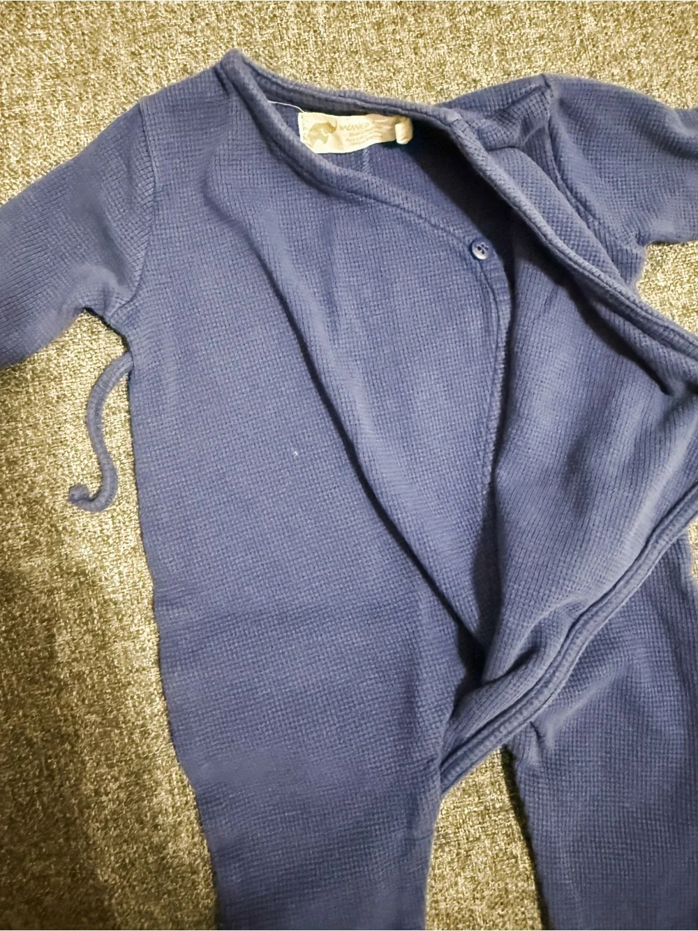 Cozy Navy Blue Footed Wrap One-Piece for Kids